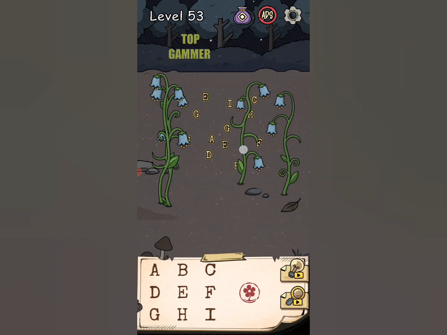 Flower Forest Word Puzzle level 53 Gameplay walkthrough solution Step 1